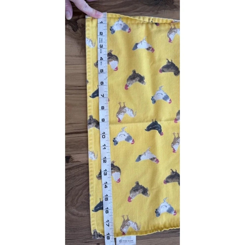 Bodrum Set of 4 Chicken Rooster Placemats Yellow Farmhouse Cotton 18x20